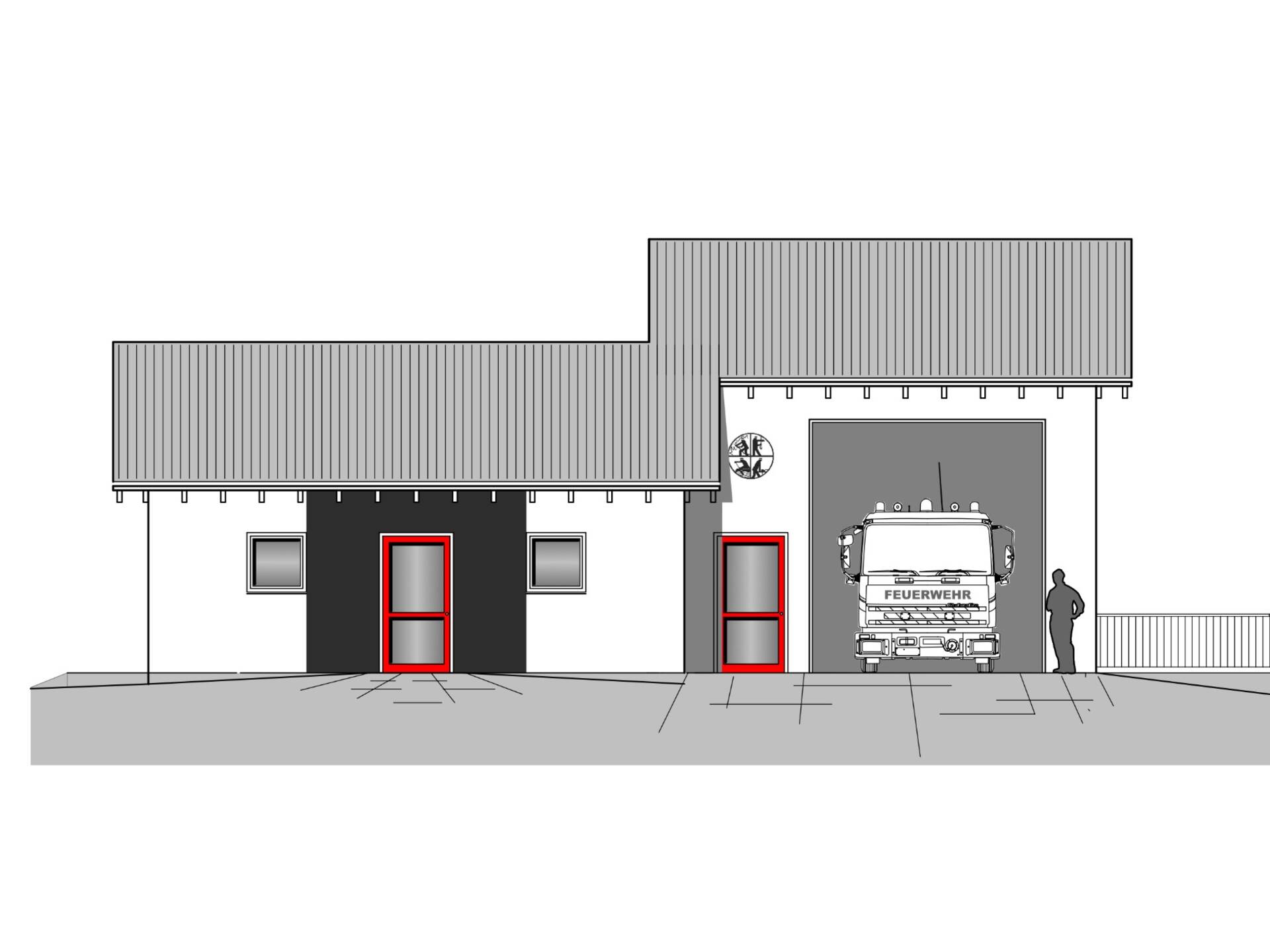 Ansicht des neuen Feuerwehrgerätehauses für Blankenrode