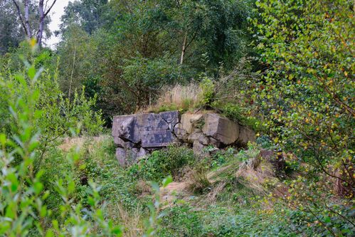 Überreste der steinernen Pumpstation auf dem Gelände des ehem. Tanklagers aus dem zweiten Weltkrieg in Herbram-Wald