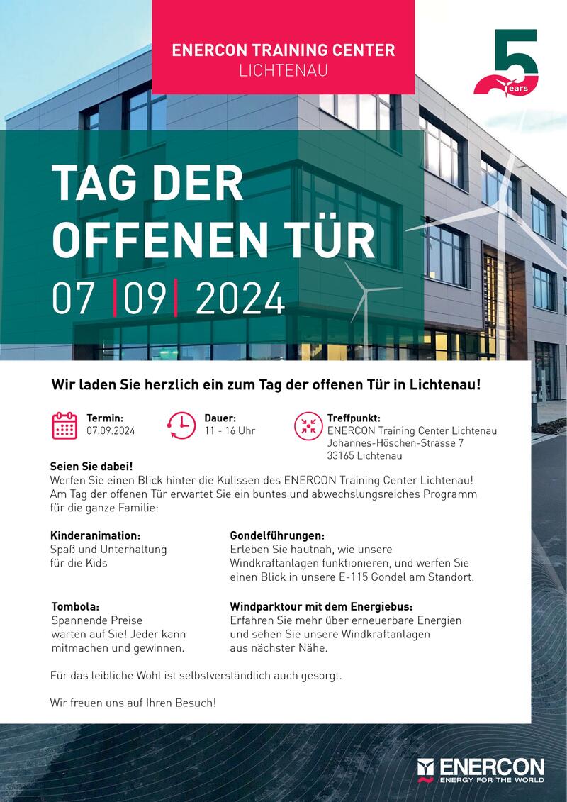 Poster Tag der offenen Tür Enercon 07.09.2024