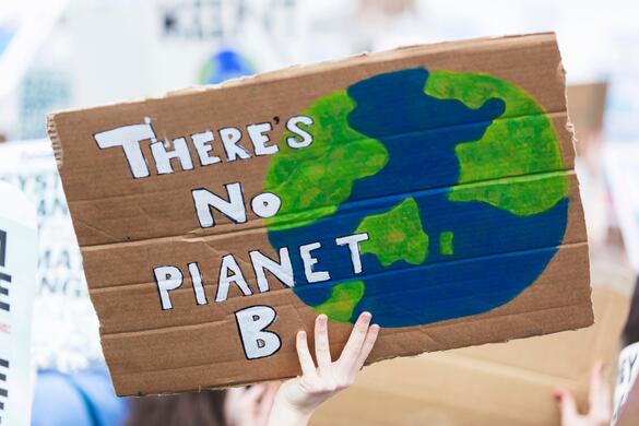 Plakat mit Aufschrift "There is no planet B"